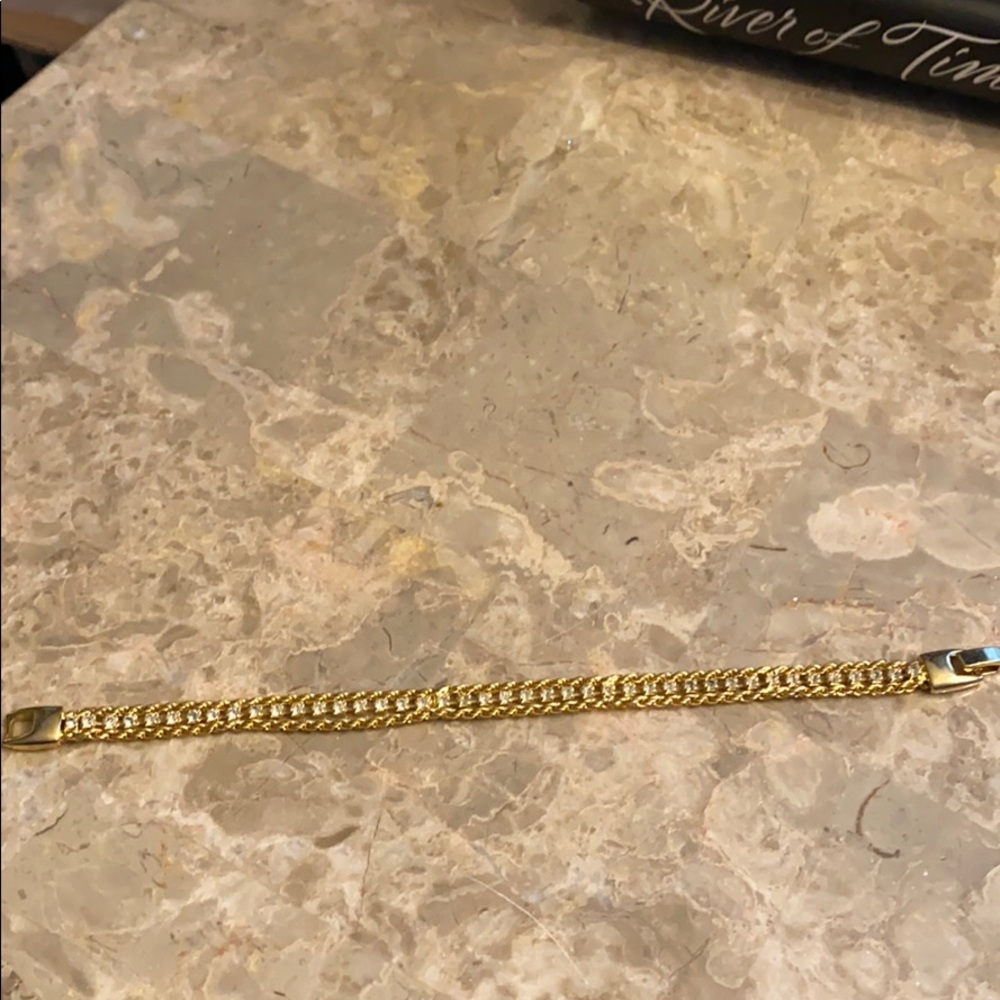 Goldtone rope chain and rhinestone tennis bracelet